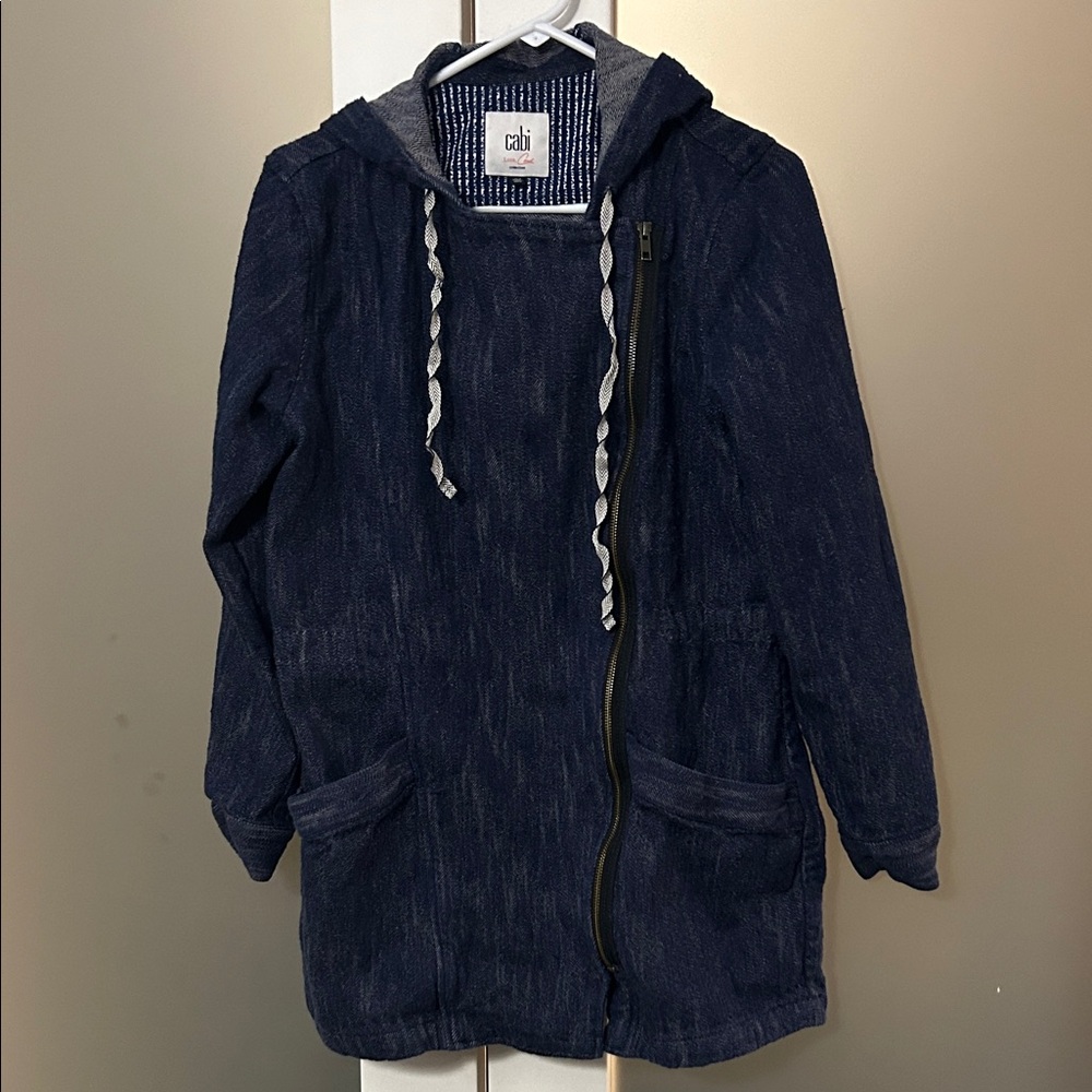CAbi Dark Blue Hooded Jean Jacket Woman’s M